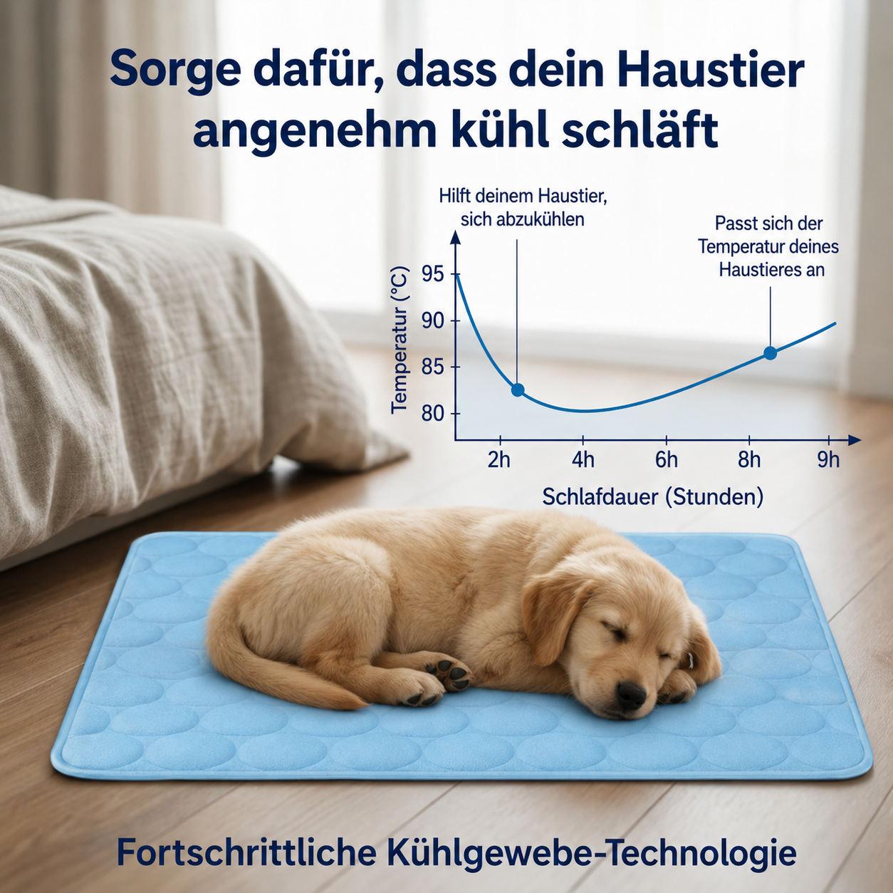 Kühlmatte mit Eisseiden-Technologie – Wo dein Hund zur Ruhe kommt