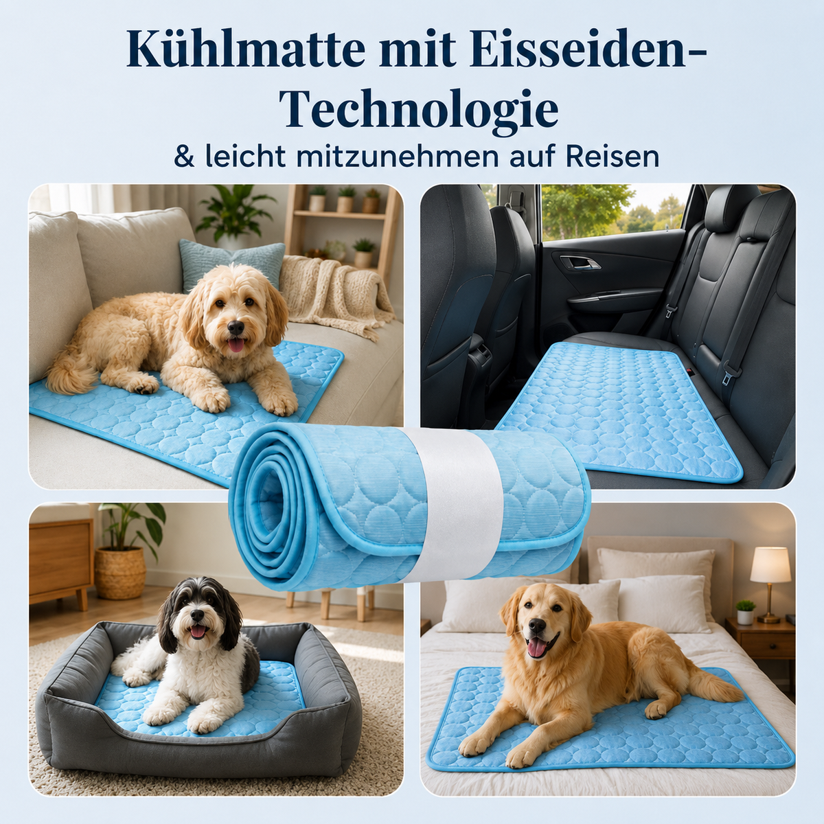 Kühlmatte mit Eisseiden-Technologie – Wo dein Hund zur Ruhe kommt